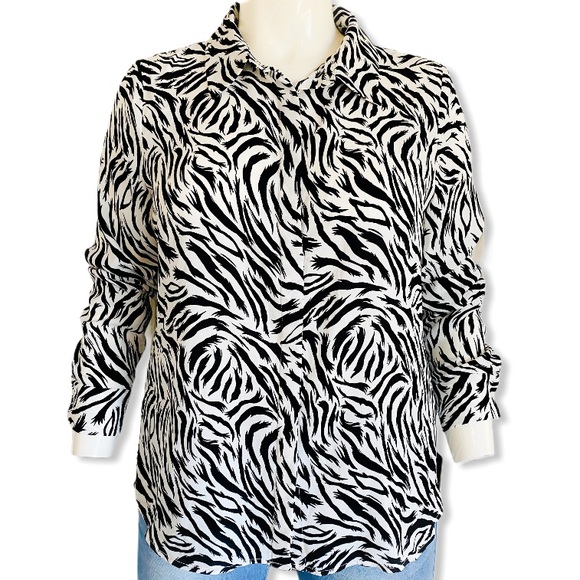 tiger print button down